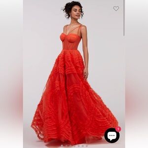Milla Tangerine Tulle Ornament Maxi Dress